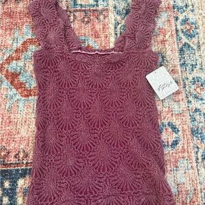 Free People Textured Mauve Tank Top